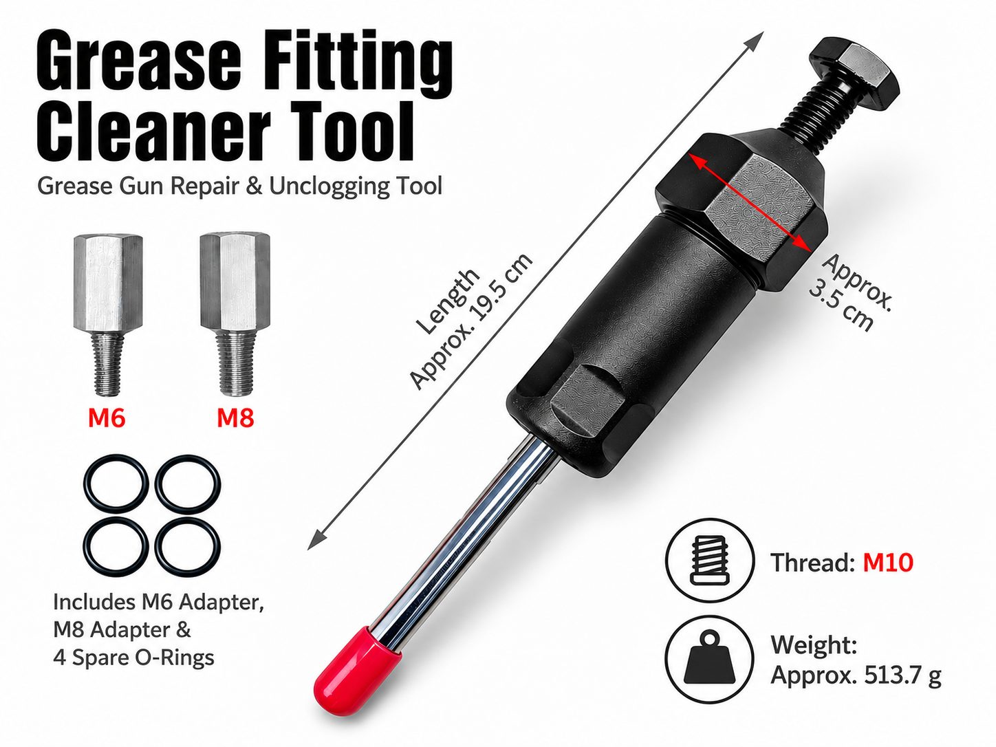 Grease Fitting Cleaner Tool (Long Rod) / Grease Gun Repair & Unclogging Tool – FIDATORQ FD0027A