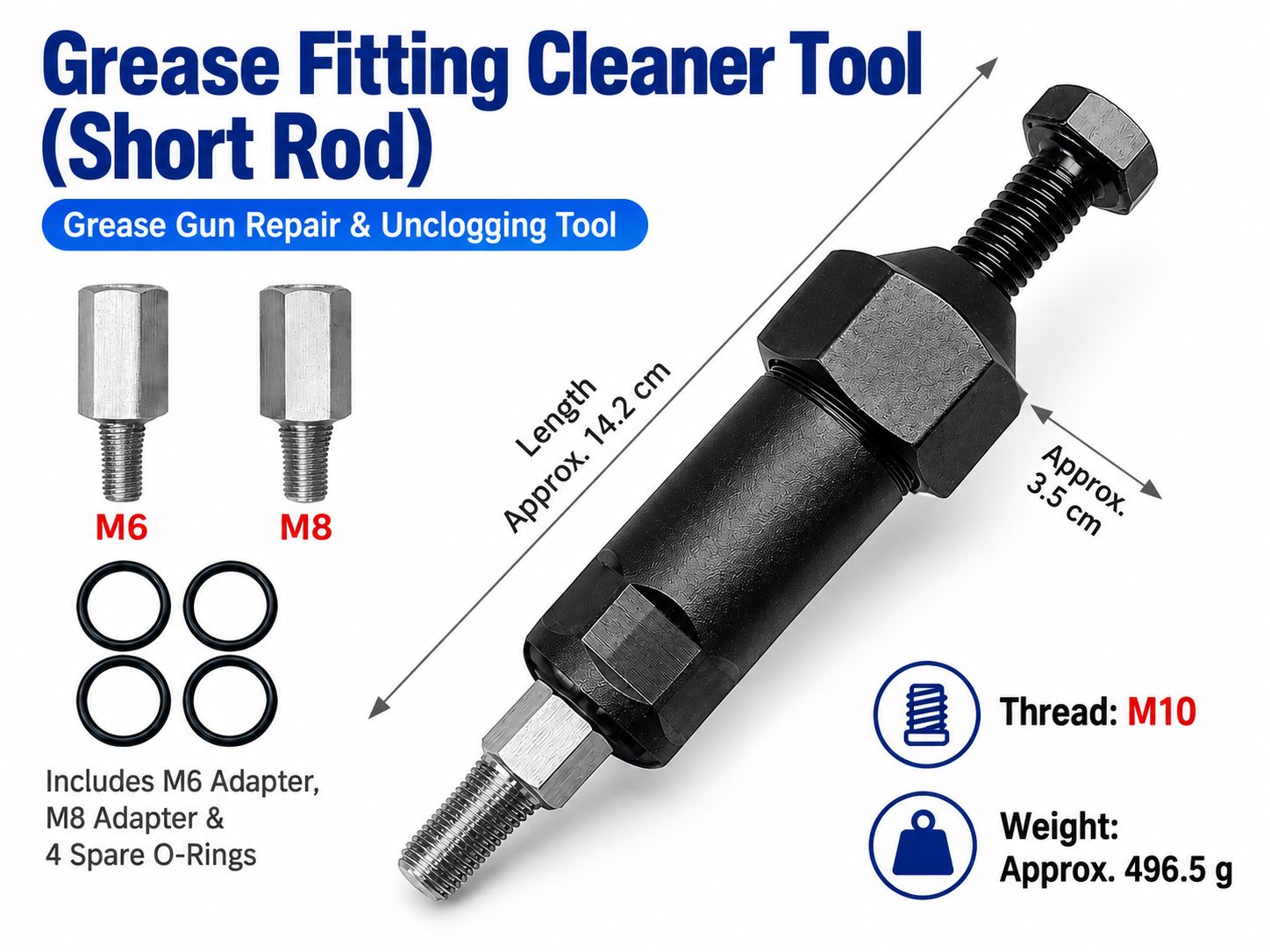 Grease Fitting Cleaner Tool (Short Rod) / Grease Gun Repair & Unclogging Tool – FIDATORQ FD0027B